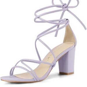 Lilac Strappy Block Heel Sandals
